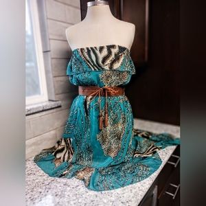 Asymmetrical animal print tube dress size medium